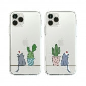 【訳あり アウトレット】 iPhone 11 Pro Max ケース Dparks ソフトクリアケース 猫とサボテン （ディーパークス） 6.5インチ アイフォン カバー