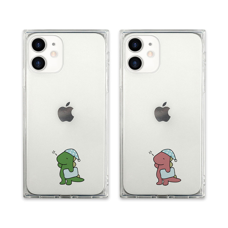 【訳あり アウトレット】 iPhone SE (第3世代) ケース カバー AKAN ソフト スクエアケース おやすみダイナソー [iPhone SE3/SE2/12 mini/12 Pro/12]