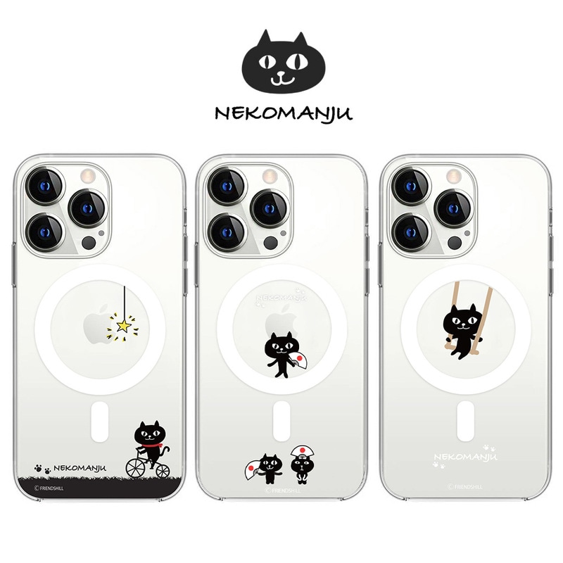 [iPhone 13 Pro / 13 / 13 mini 用] Magsafe対応 クリアケース ネコマンジュ カバー 公式ライセンス品