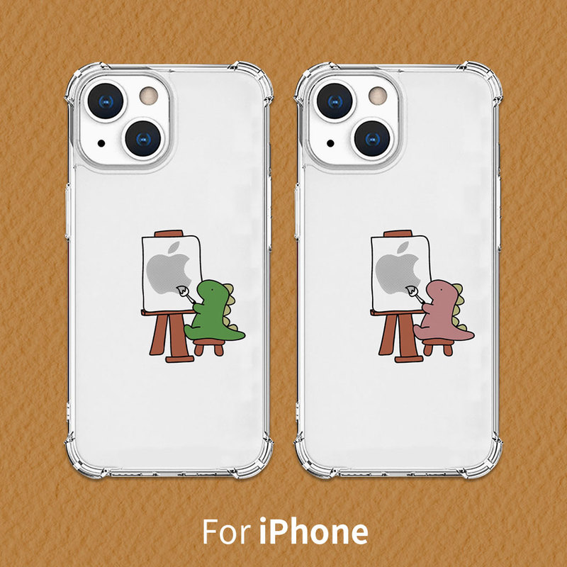 iPhone 13 Pro ケース ソフト タフ バックカバー Akan おしごとザウルス―画家 【 iPhone 13 / 13 Pro / iPhone 13 mini 】 背面カバー型 アイフォンケース