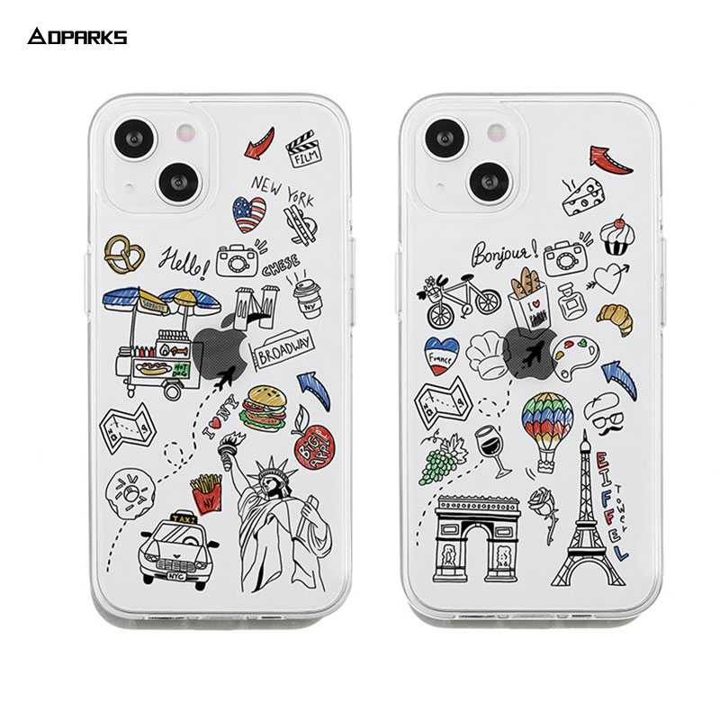 iPhone 13 Pro ケース ソフト クリア バックカバー Dparks I LOVE 【 iPhone 13 / 13 Pro / iPhone 13 mini 】 背面カバー型 アイフォンケース