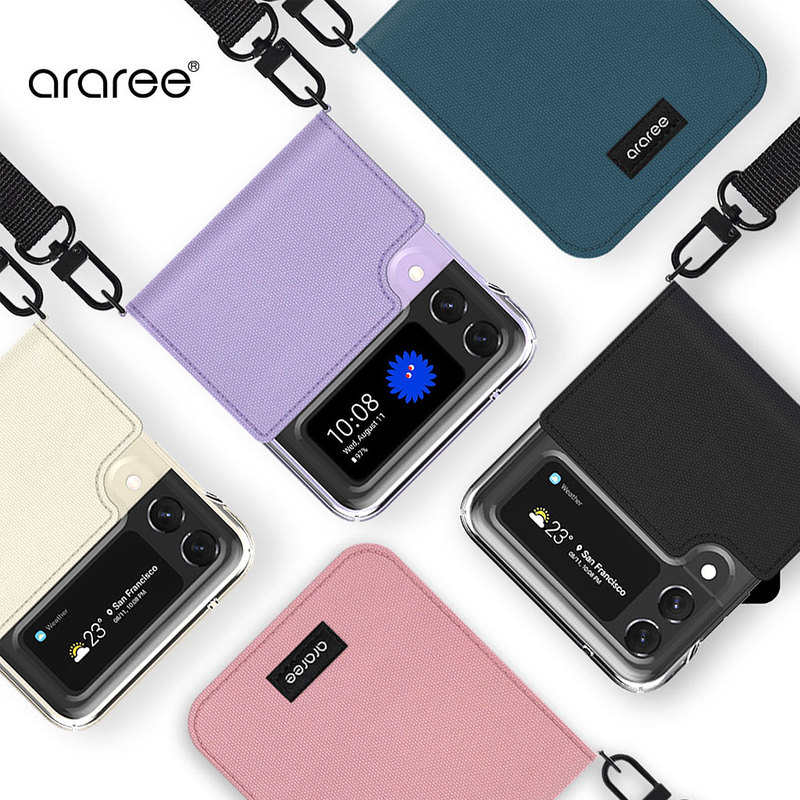 araree Galaxy Z Flip 3 ショルダーストラップ付 CANVAS DIARY [ SCG12 SC-54B ] スマホショルダー