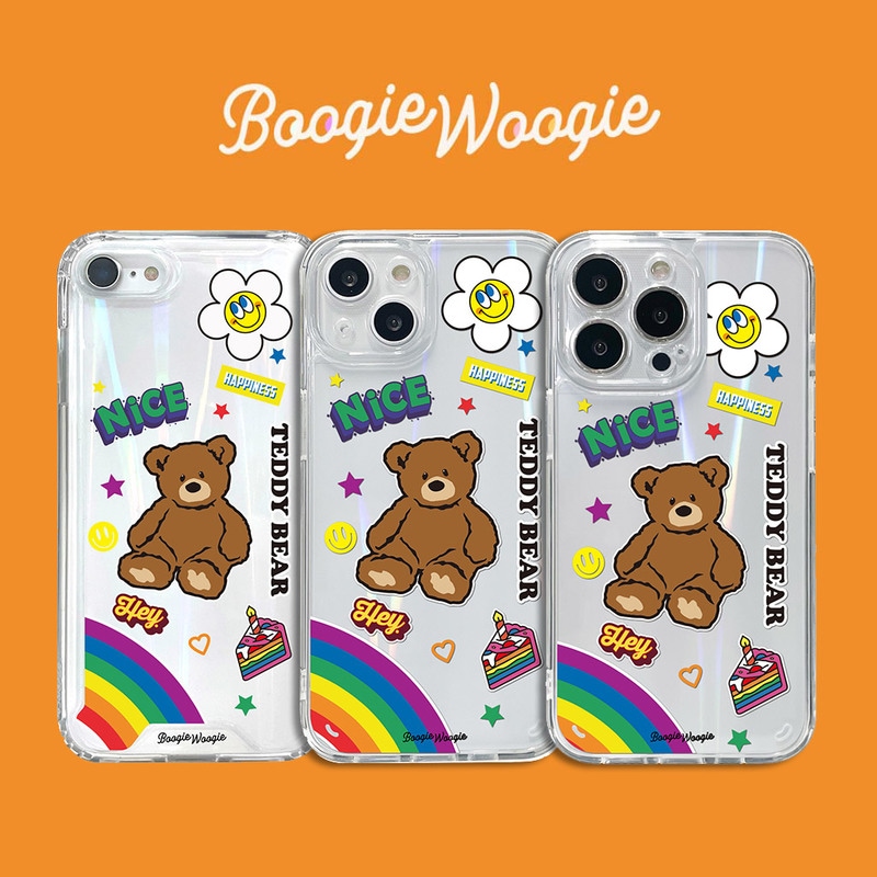 iPhone SE3 ケース バックカバー BOOGIE WOOGIE オーロラケース Teddy Bear【iPhone 13 / 13 Pro / 13 mini / iPhone SE (第3/2世代)、、iPhone 8 / 7 】