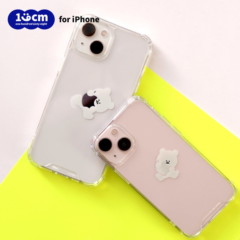 168cm iPhone 13 Pro バックカバー ハイブリッドクリアケース リンゴとくまちゃん [ iPhone 13 / 13 Pro / 13 mini ]