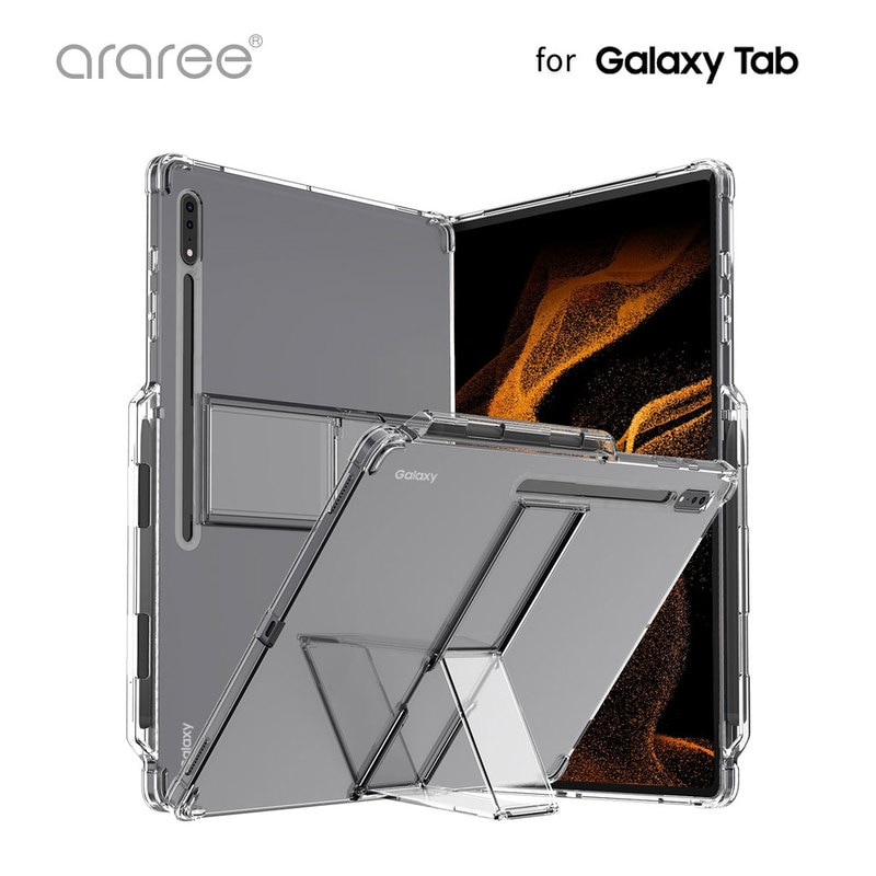 araree Galaxy Tab S8+ ペンホルダー付きスタンドケース Flexield クリア【サムスン公式認証品】