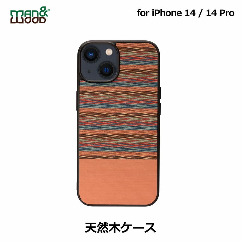 Man&Wood 天然木ケース [ iPhone 14 / 14 Pro ] Browny Check 木製