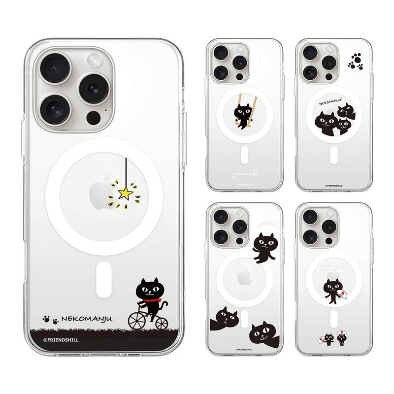[ iPhone 17 / iPhone Air / 17 Pro / 17 Pro Max 用] ネコマンジュウ MagSafe対応 クリアケース for iPhone 17 / 16 / 15 / 14 シリーズ 公式ライセンス品