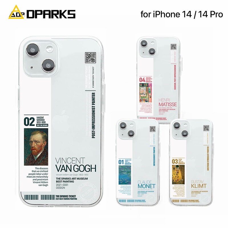 Dparks [ iPhone 14 / 14 Pro ] ソフトクリアケース 名画 モネ ゴッホ クリムト マティス 美術館 チケット風