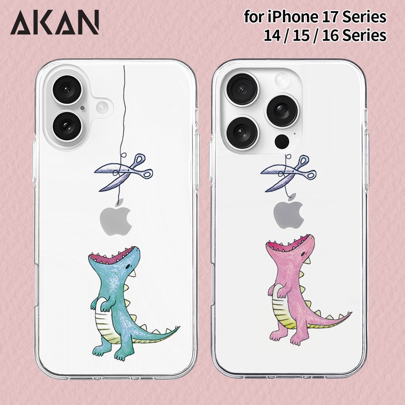 [ iPhone 17 / iPhone Air / 17 Pro / 17 Pro Max 用] ソフト クリアケース はらぺこザウルス 恐竜 透明カバー for iPhone 17 / 16 / 15 / 14 シリーズ