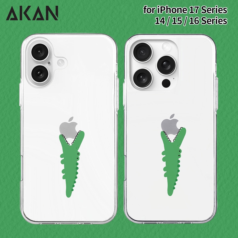 [ iPhone 17 / iPhone Air / 17 Pro / 17 Pro Max 用] ソフト クリアケース モグモグ ワニ 透明カバー for iPhone 17 / 16 / 15 / 14 シリーズ