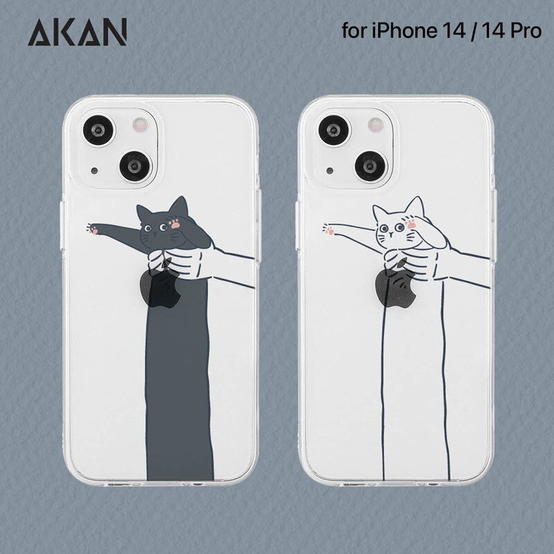 AKAN [ iPhone 14 / 14 Pro ] ソフトクリアケース だらーん ネコ