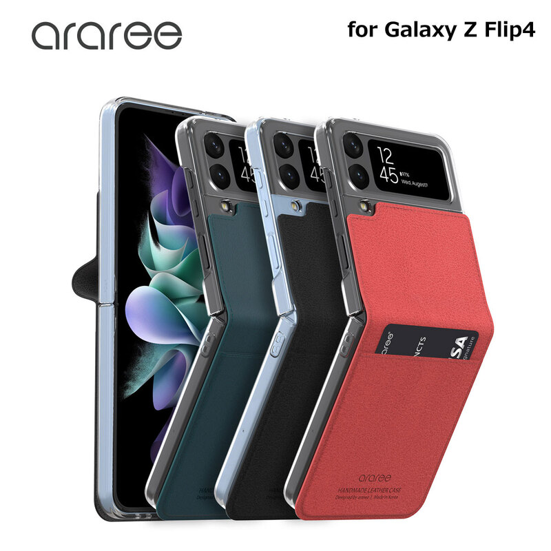 araree Galaxy Z Flip 4 ハンドメイド フェイクレザーケース Mustang Diary カードスロット・ストラップホール付き [SAMSUNGの公式認証品]