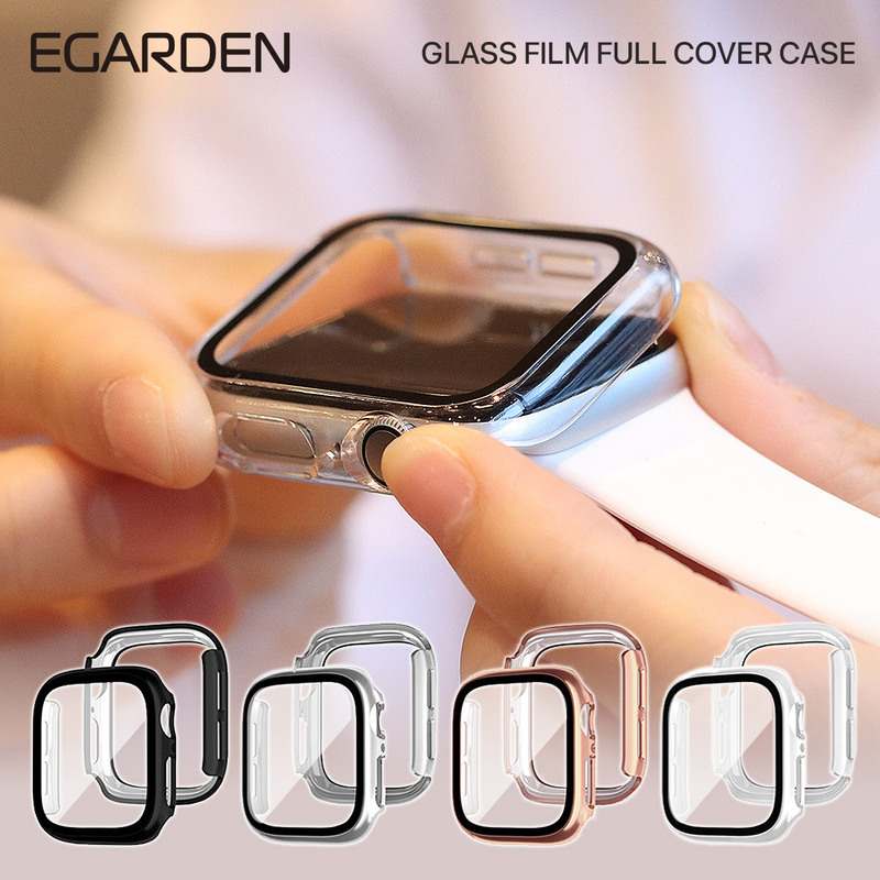 EGARDEN アップルウォッチ 保護カバー ガラスフィルム一体型ケース for Apple Watch 45/44/41/40mm (Series 8-4,SE)