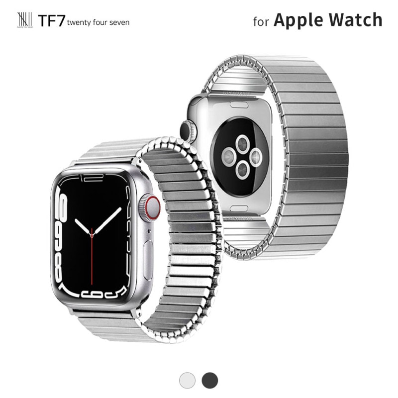 アップルウォッチ バンド [1秒で着脱可能] 蛇腹ベルト METAL STRETCH STRAP for Apple Watch 49mm, 46/45/44/42/41/40/38mm (Ultra