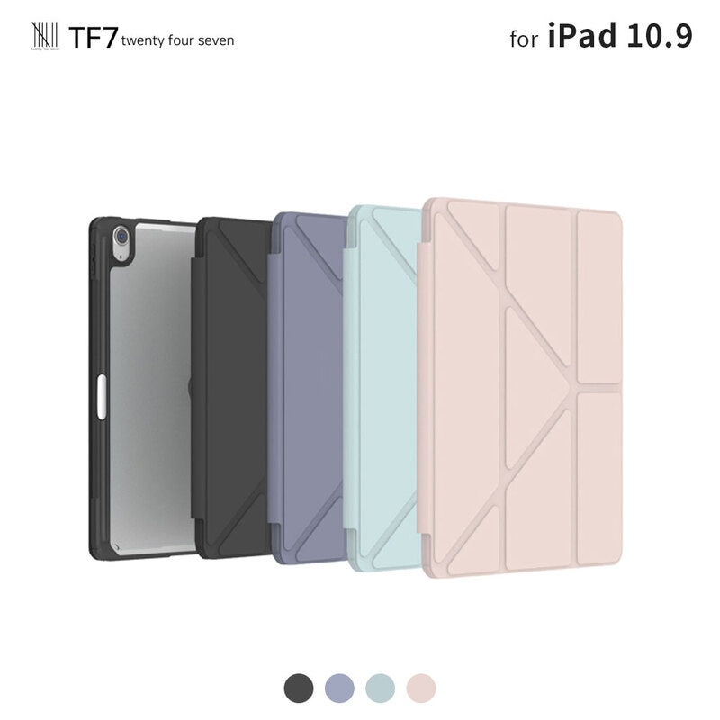 TF7 4Way クリア Yカバー for iPad 10.9 （第10世代） ケース カバー ペンホルダー付き 三つ折り Y字
