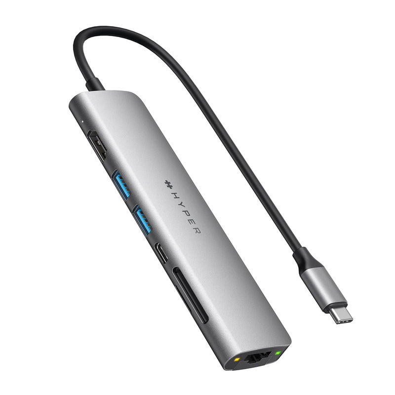 HyperDrive SLAB USB-Cハブ 7in1 薄型 マルチポートハブ MacBook対応 HDMI USB-C PD充電 USB拡張 コンパクト USB-Cドッキングステーション HYPER++