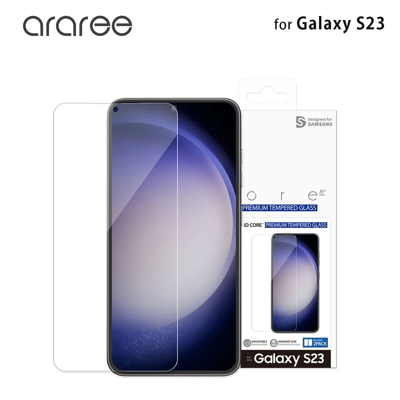 araree Galaxy S23 対応 液晶保護ガラスフィルム ID CORE (2枚入り) クリア [SAMSUNGの公式認証]