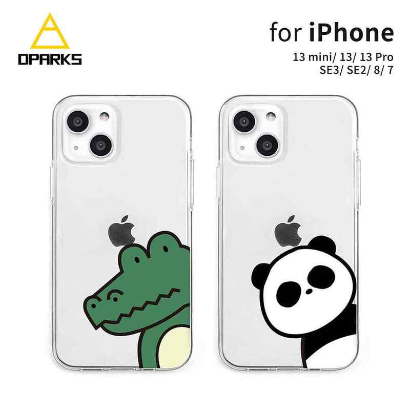 【訳あり アウトレット】 iPhone SE3 ケース カバー ソフト クリア バックカバー Dparks ワニとパンダ iPhone 13 / 13 Pro / iPhone 13 mini / iPhone SE (第3/2世代)、、iPhone 8 / 7 背面カバー型 アイフォンケース