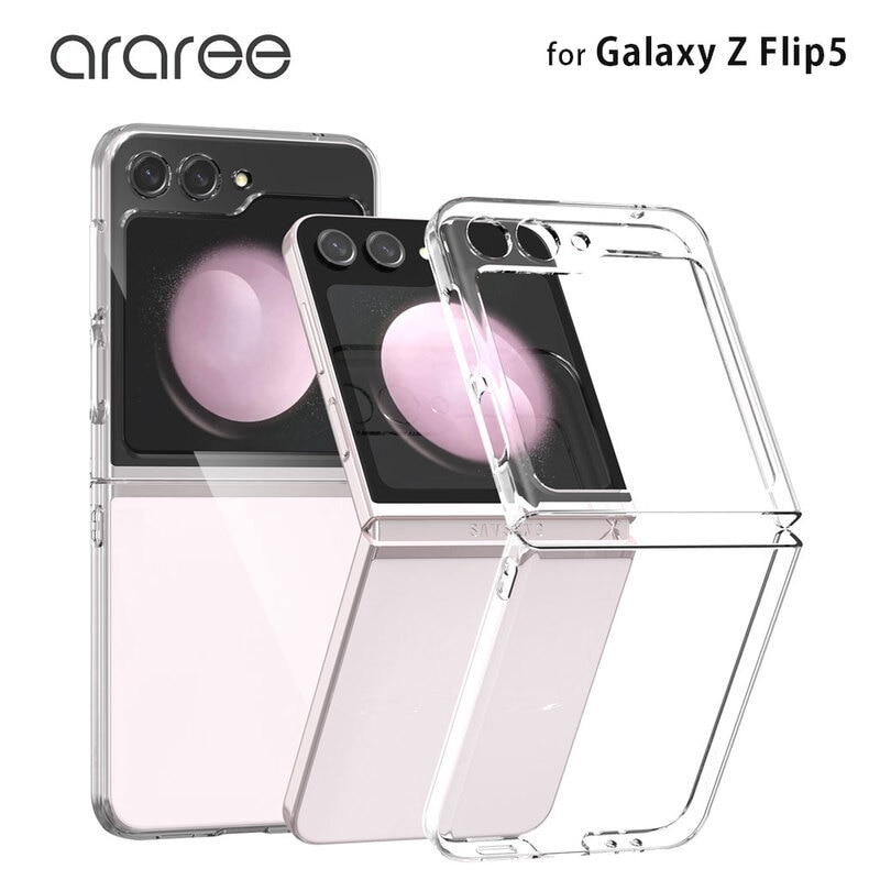 araree Galaxy Z Flip5 クリア ケース Nukin UVコーティング加工 透明カバー [SAMSUNGの公式認証品]