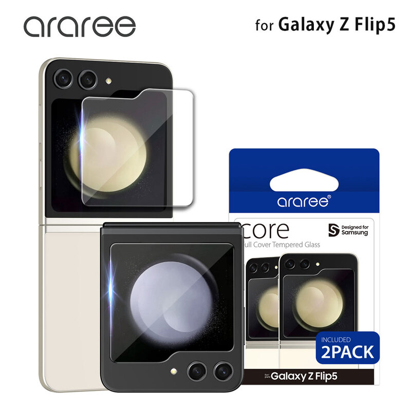 araree CORE カバーディスプレイ用 強化ガラスフィルム （2枚入り） for Galaxy Z Flip5