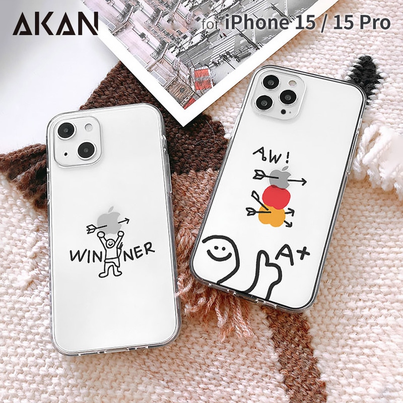 AKAN [ iPhone 15 / 15 Pro 用] ソフト クリアケース Winner＆A＋ 透明 カバー