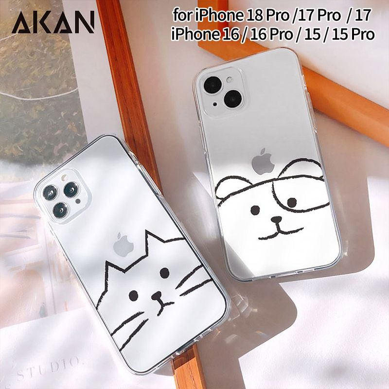 [ iPhone 18 Pro 用] ソフト クリアケース MYPET ネコ イヌ 透明カバー for iPhone 17 / 16 / 15 シリーズ