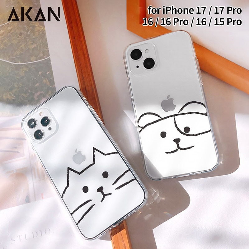 [ iPhone 17 / 17 Pro 用] ソフト クリアケース MYPET ネコ イヌ 透明カバー for iPhone 16 / 16 Pro / 15 / 15 Pro