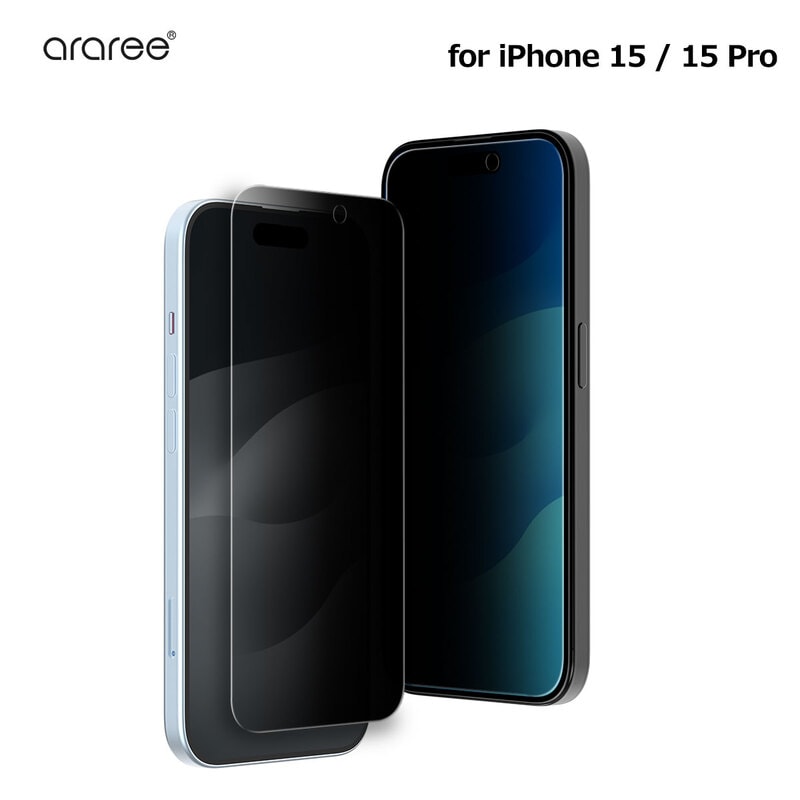 araree [ iPhone 15 / 15 Pro 用] core のぞき見防止強化ガラスフィルム 画面 保護フィルム