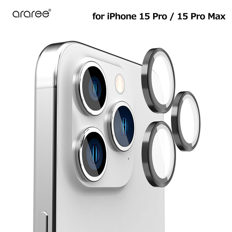 araree [ iPhone 15 Pro / 15 Pro Max 用] core MR カメラ専用強化ガラスフィルム C-SUB CORE メタルリング カメラレンズ 保護フィルム