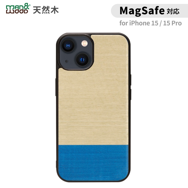 Man&Wood [ iPhone 15 / 15 Pro 用] MagSafe対応 天然木ケース Dove 木製 スマホケース