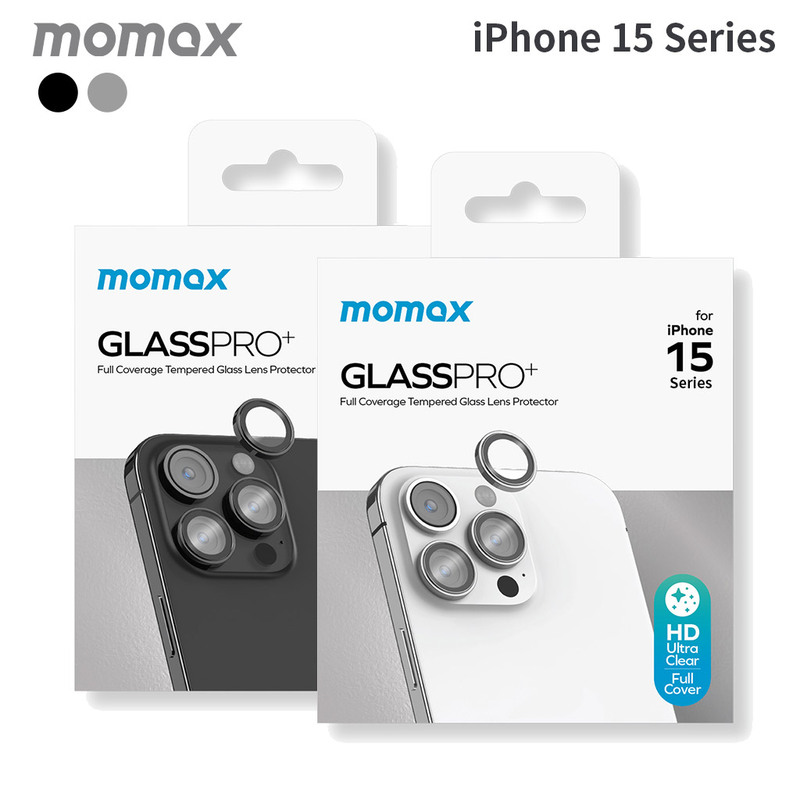 momax [ iPhone 15 / 15 Pro / 15 Pro Max / 15 Plus 用] GlassPro+ カメラ専用強化ガラスフィルム ブラック シルバー 保護フィルム