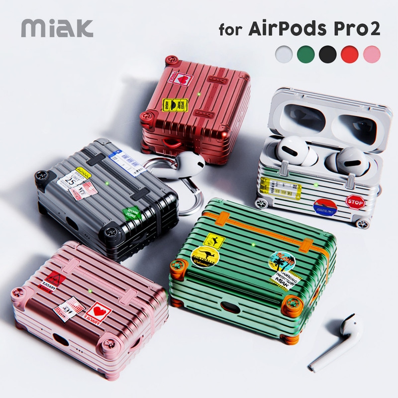 【訳あり アウトレット】 miak AirPods Pro (第2世代/第1世代）ケース カバー キャリーケース [ ハードケース スピーカーホール LED表示対応 ]