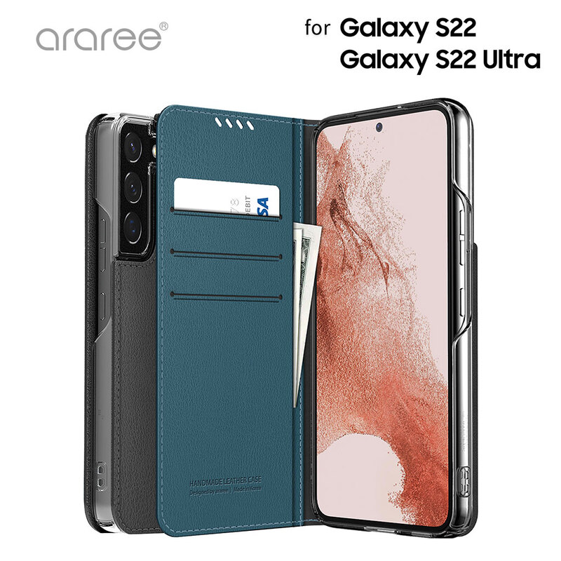【訳あり アウトレット】 araree MUSTANG DIARY 手帳型 ケース [プレミアム レザー] for Galaxy S22 / S22 Ultra