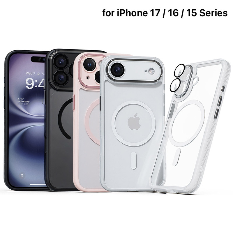 [ iPhone 17 / iPhone Air / 17 Pro / 17 Pro Max 用] レンズガード 一体型 MagSafe 対応 クリアケース for iPhone 17 / 16 / 15 シリーズ