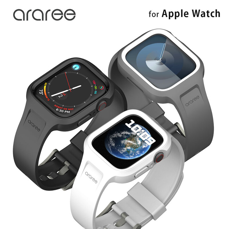 araree アップルウォッチ ケース 一体型バンド Duple Pro 交換ベルト カバー付き for Apple Watch 45/44/41/40mm (SE,Series9/8/76/5/4) 