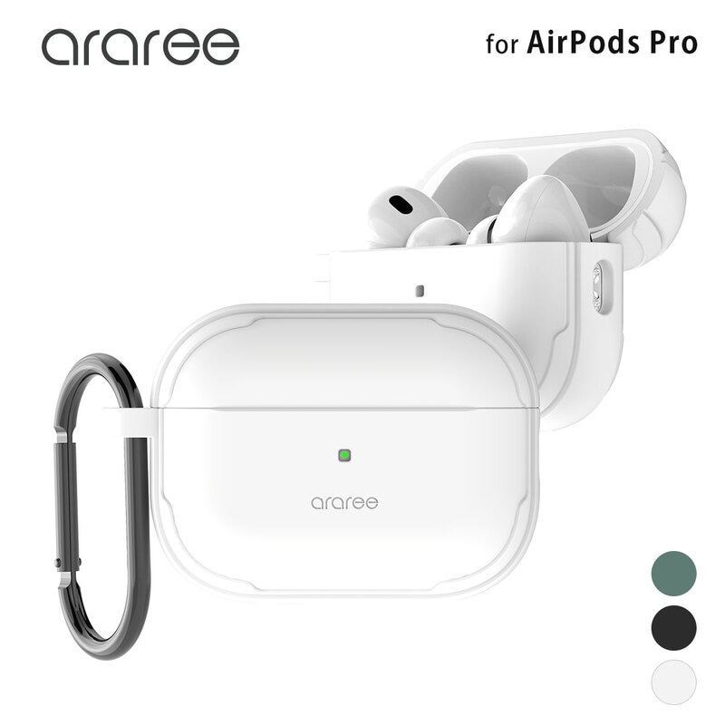 【訳あり アウトレット】 araree DUPLE ハイブリッドケース for AirPods Pro （第2/1世代）[カラビナ付き ワイヤレス充電 耐衝撃 セパレート]