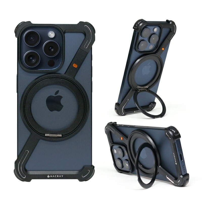 【訳あり アウトレット】[iPhone 15 / 14 シリーズ] 360 RingStand（リングスタンド）ケース ブラック iPhone 15/15Pro/15Pro Max/14/14Pro/14Pro Max