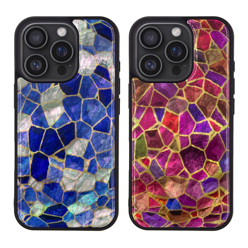 [iPhone 16 / 16 Pro 用] 天然貝ケース ステンドグラス 