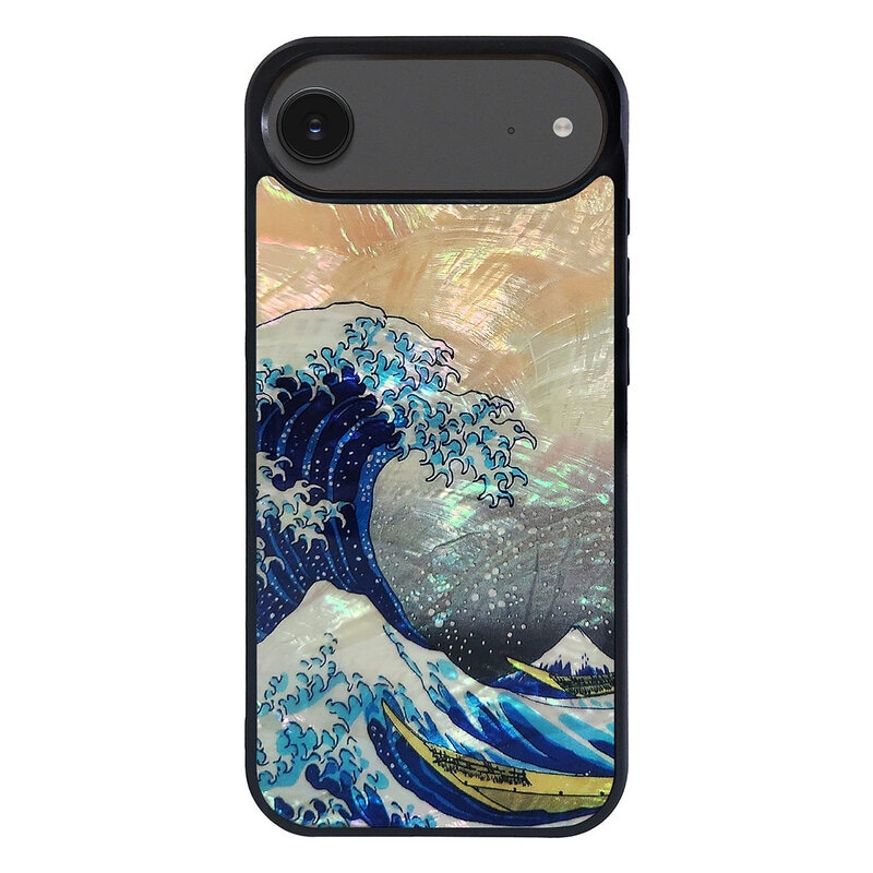 [ iPhone 17 / iPhone Air / 17 Pro 用] 天然貝ケース 神奈川沖浪裏 for iPhone 16 / 16 Pro