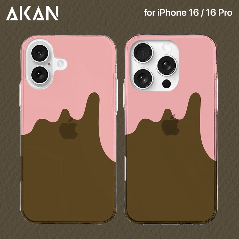 [iPhone 16 / 16 Pro 用] ソフト クリアケース チョコストロベリー 透明カバー