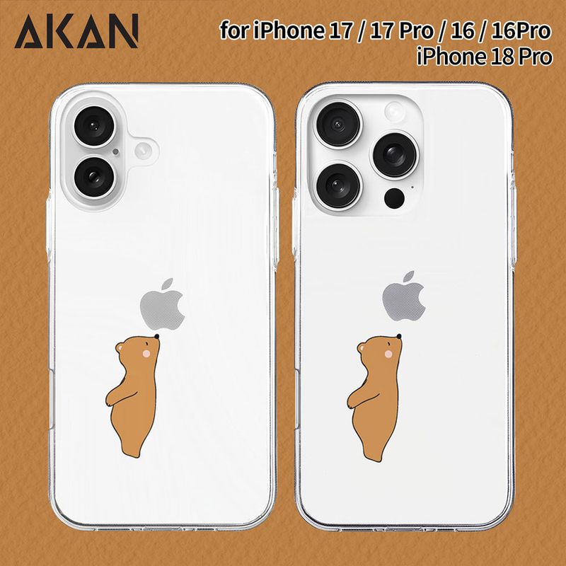 [ iPhone 18 Pro 用] ソフト クリアケース リンゴの香りを堪能 ベア 透明カバー for iPhone 17 / 17 Pro / 16 / 16 Pro