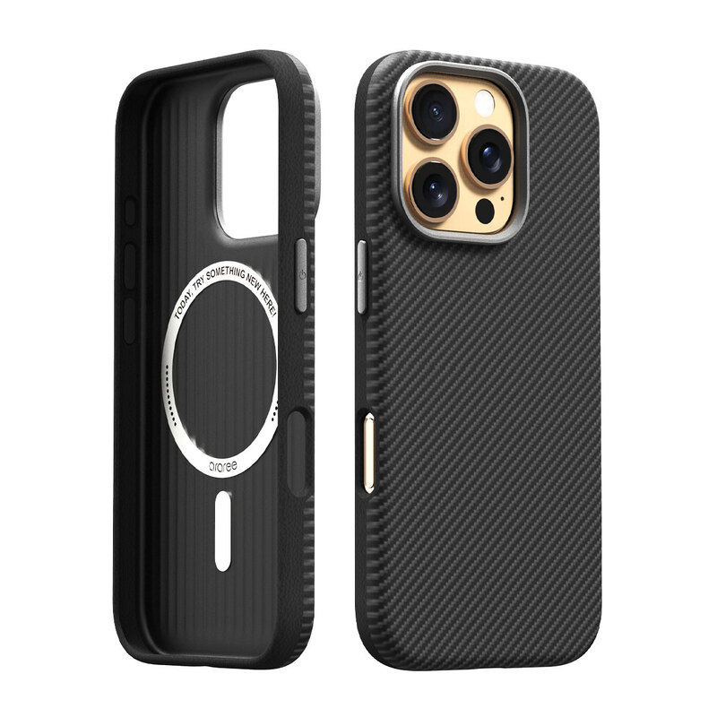[iPhone 16 Pro / 16 Pro Max 用] PELLIS MagSafe対応 レザーケース カーボン風