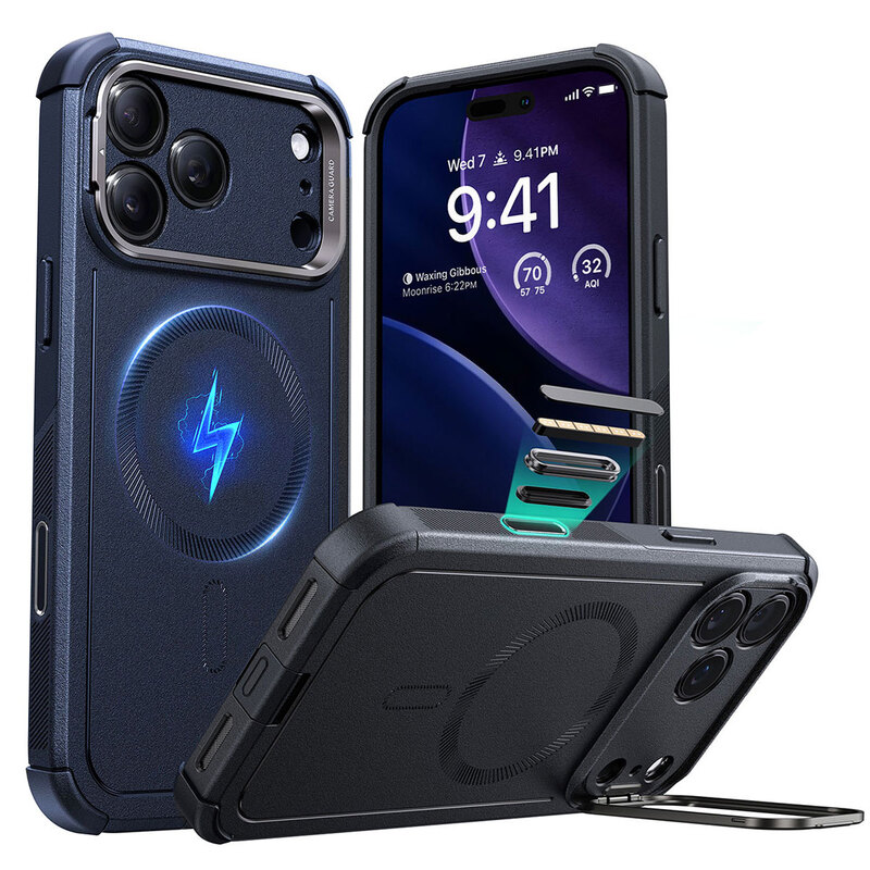 [ iPhone 17 / iPhone Air / 17 Pro / 17 Pro Max 用] Cyber Armor スタンド付き 耐衝撃ケース MagSafe対応 ハイブリッドカバー for iPhone 16 / 16 Pro / 16 Pro Max