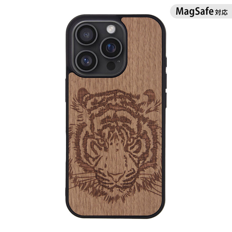 [iPhone 16 / 16 Pro 用] MagSafe対応 天然木ケース Tiger（タイガー）