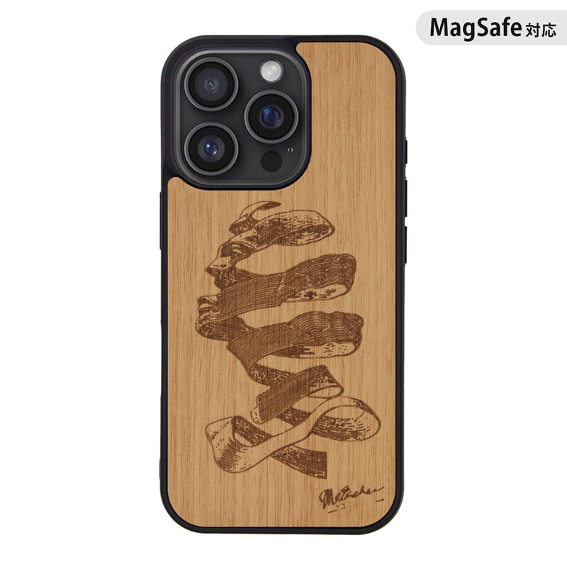 [iPhone 16 / 16 Pro 用] MagSafe対応 天然木ケース エッシャーの幻影