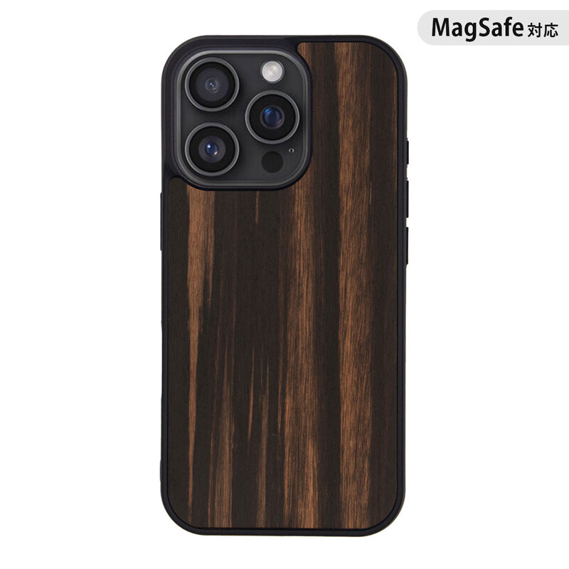 [iPhone 16 / 16 Pro 用] MagSafe対応 天然木ケース Ebony（エボニー）
