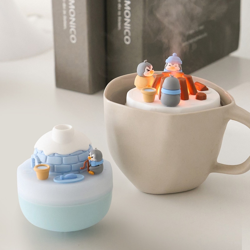 卓上加湿器 DoongDoong 浮かべるミニ加湿器 キャンプファイヤーと釣りとイグルー
