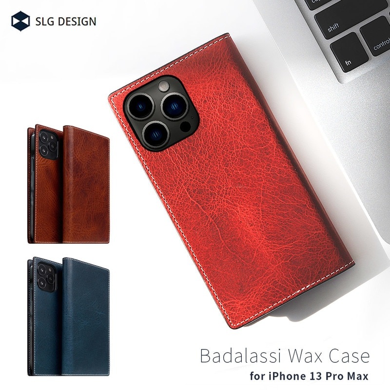 【訳あり アウトレット】 iPhone 13 Pro Max レザーケース SLG Design Badalassi Wax case 手帳型 / 本革 / イタリアン ベジタブ 革