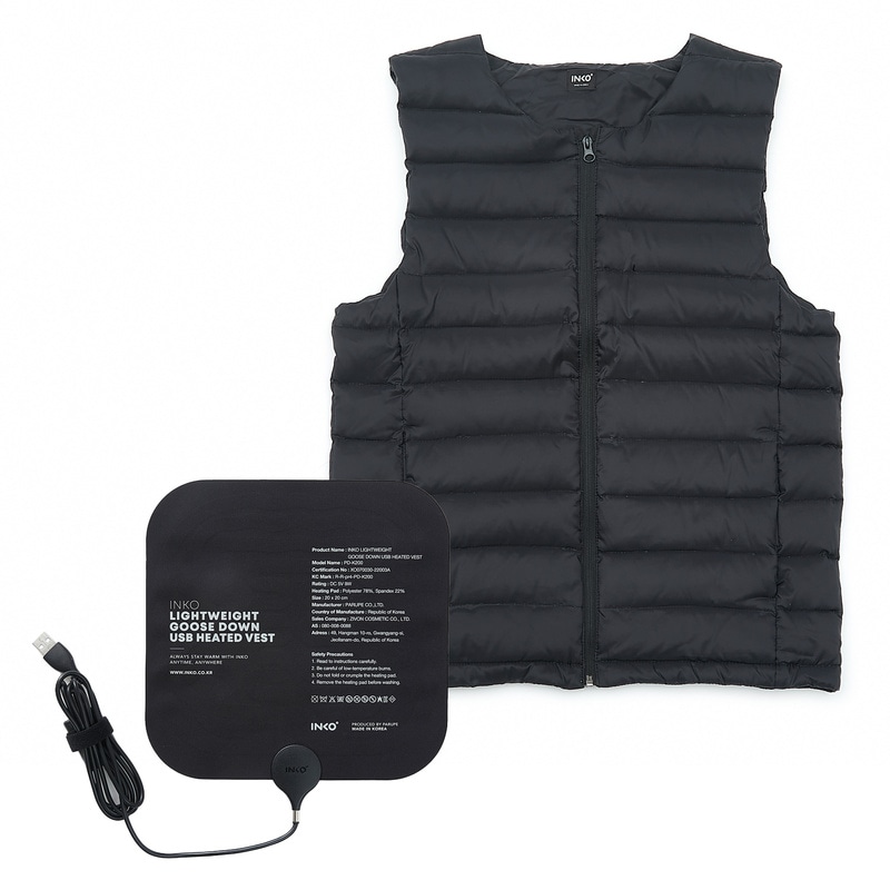 [インクで温めるUSBウェアラブルヒーター] グースダウン USBヒーティング ベスト