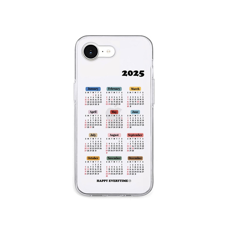 [iPhone 16e 用] ソフト クリアケース 2025カレンダー 透明カバー|iPhone 16e|iPhone